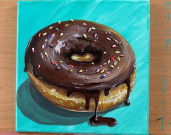 Mmm Donut | 8x8 Original Acrylic Painting on Stretched Canvas - Etsy