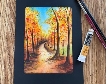 Watercolor autumn painting.