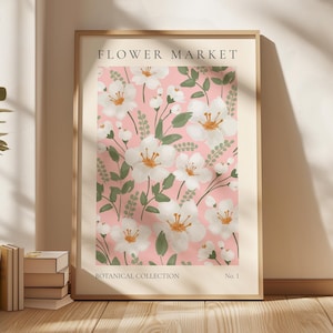Flower Market Print, Boho Wild Flower Wall Art, Flower Market Poster, Living Room Print, Bedroom Wall Décor, Modern Abstract Floral Prints