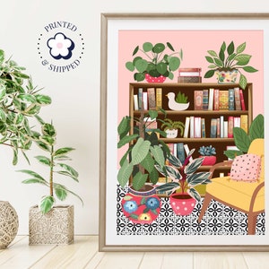 Bücherregal Bibliothek Dekor, Lese Geschenk für Buchliebhaber Wand Kunst Druck, Moderne Bücherregal Dekoration, Buntes Eklektisches Buch Kunst Poster Bild 3