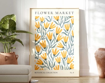 Flower Market Print, Boho Wild Flower Wall Art, Flower Market Poster, Living Room Print, Bedroom Wall Décor, Modern Abstract Floral Prints