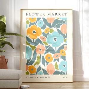 Flower Market Print, Boho Wild Flower Wall Art, Flower Market Poster, Living Room Print, Bedroom Wall Décor, Modern Abstract Floral Prints