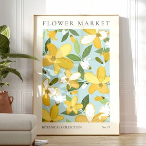 Yellow Flower Market Print, Wild Flower Wall Art, Flower Market Poster, Living Room Print, Bedroom Wall Décor, Modern Abstract Floral Prints