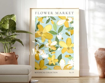 Yellow Flower Market Print, Wild Flower Wall Art, Flower Market Poster, Living Room Print, Bedroom Wall Décor, Modern Abstract Floral Prints