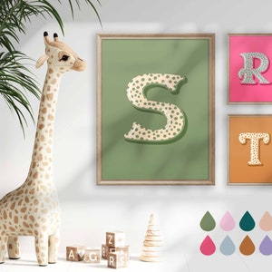 Impressão de letras personalizadas, pôster inicial de arte de parede, impressão de alfabeto personalizado, bolinhas coloridas, impressão inicial de quarto infantil, presente para amigos