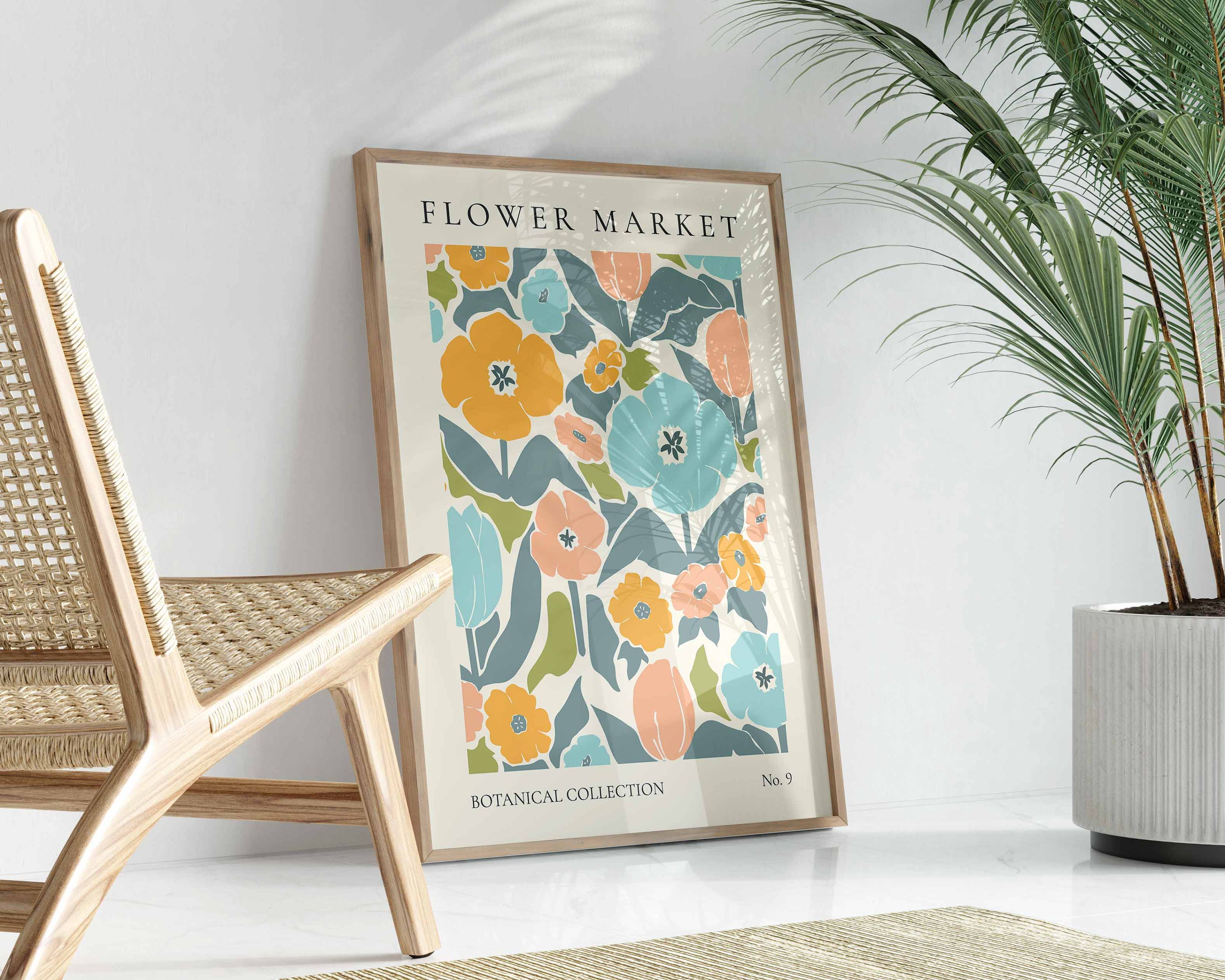 Flower Market Print, Boho Wild Flower Wall Art, Flower Market Poster ...