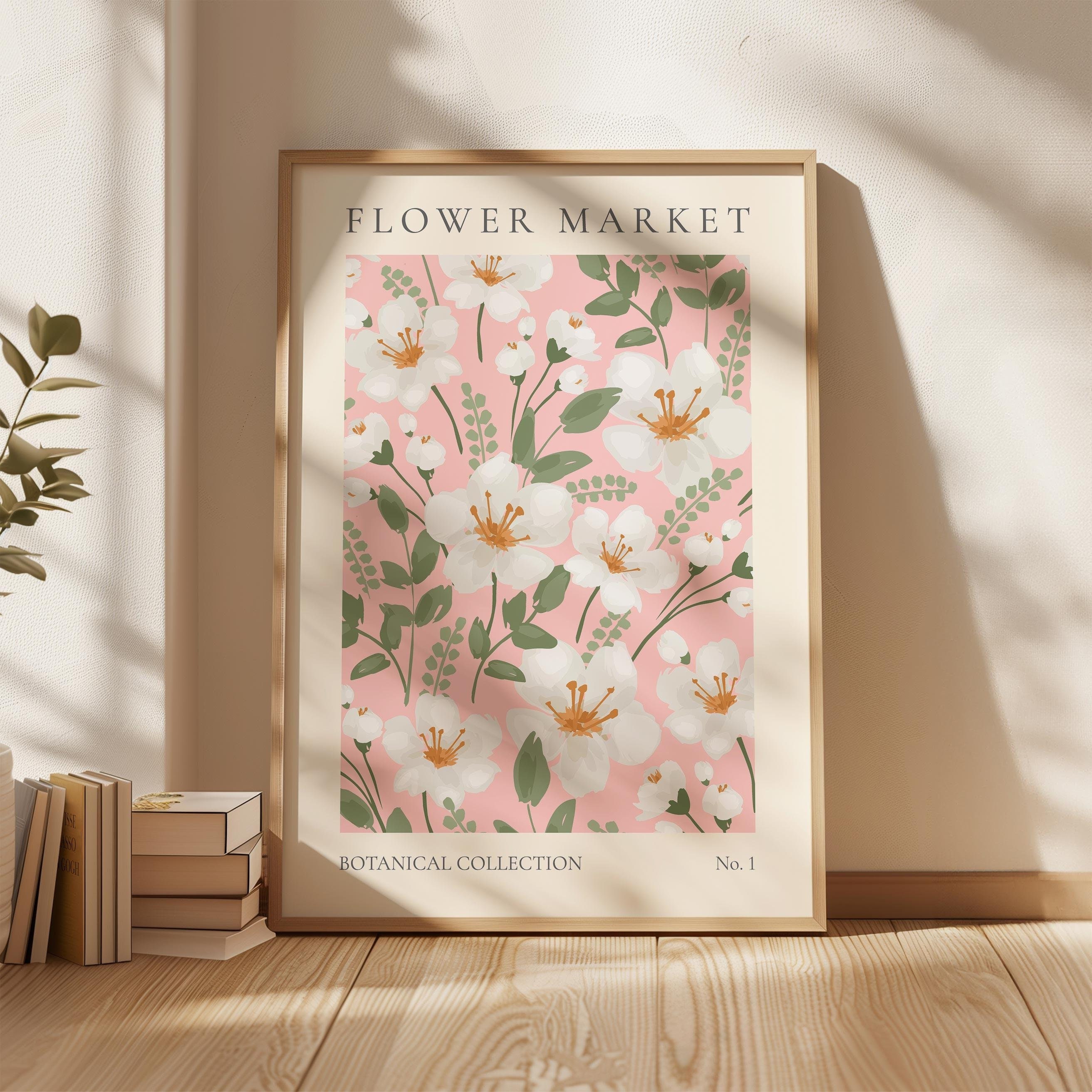 Flower Market Print, Boho Wild Flower Wall Art, Flower Market Poster ...