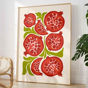 Matisse-stijl granaatappelprint: moderne abstracte keukenmuurkunst