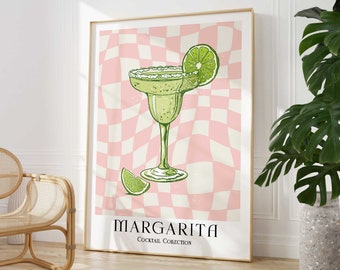 Margarita Cocktail Print, Colourful Bar Cart Gallery Wall Art, Retro Cocktail Poster, Kitchen Bar Drinks Alcohol Print, Unique Gift For Her