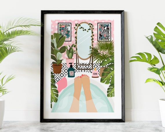 Boho Self Care Relax Bathroom Wall Art Botanical Bath House - Etsy