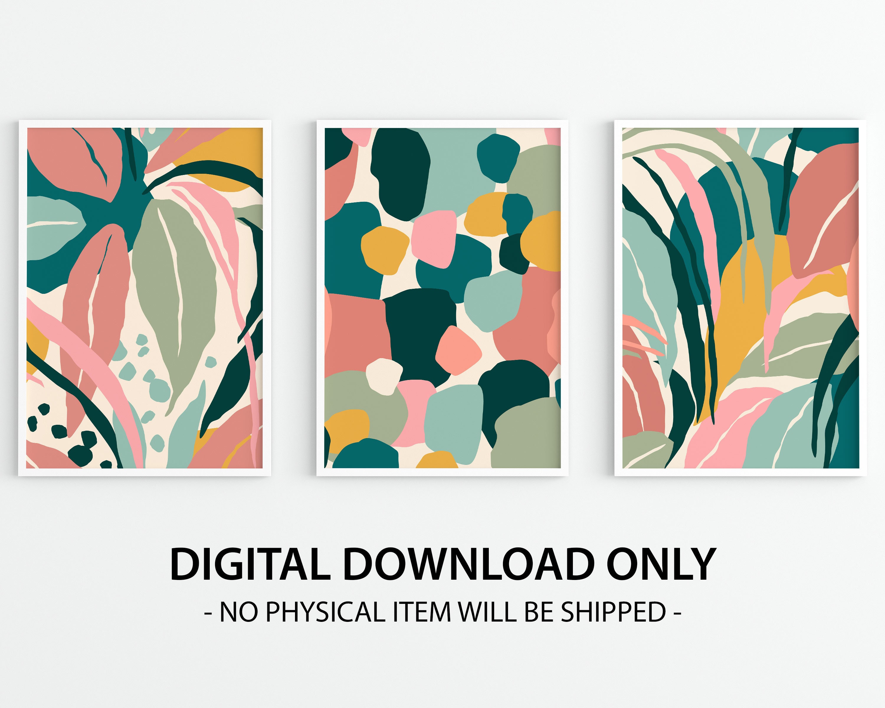 Tropical Leaves 3 Piece Wall Art Prints Boho Botanical | Etsy