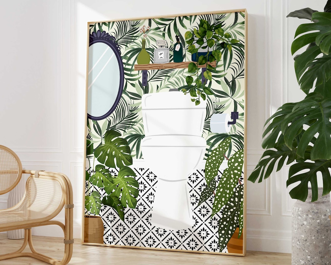 Funny Bathroom Prints, Toilet Art Bathroom Humour Decor, Fun Maximalist — free download