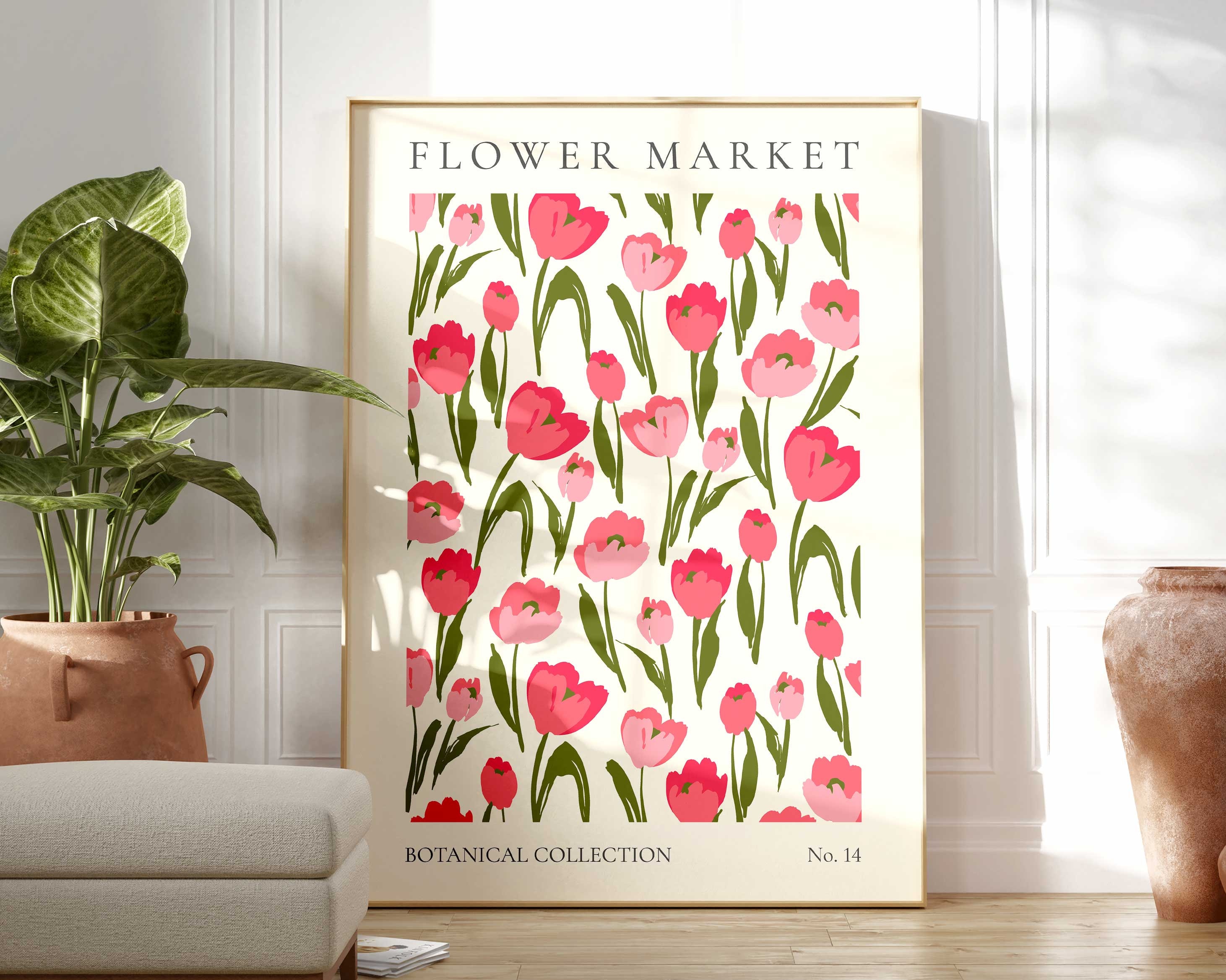Flower Market Tulip Print, Wild Flower Wall Art, Flower Market