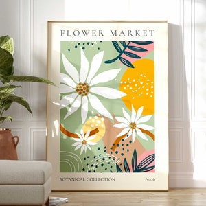 Flower Market Print, Boho Wild Flower Wall Art, Flower Market Poster, Living Room Print, Bedroom Wall Décor, Modern Abstract Floral Prints