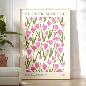 Flower Market Print, Boho Wild Flower Wall Art, Flower Market Poster, Living Room Print, Bedroom Wall Décor, Modern Abstract Floral Prints