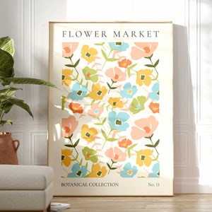 Flower Market Print, Boho Wild Flower Wall Art, Flower Market Poster, Living Room Print, Bedroom Wall Décor, Modern Abstract Floral Prints