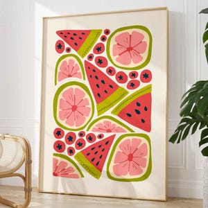 Fruitprint in Matisse-stijl: abstracte kunst aan de muur keukendecoratie
