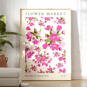 Flower Market Print, Boho Wild Flower Wall Art, Flower Market Poster, Living Room Print, Bedroom Wall Décor, Modern Abstract Floral Prints