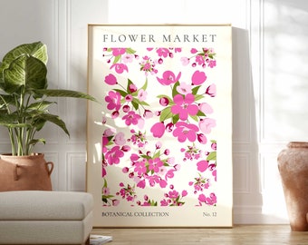 Flower Market Print, Boho Wild Flower Wall Art, Flower Market Poster, Living Room Print, Bedroom Wall Décor, Modern Abstract Floral Prints