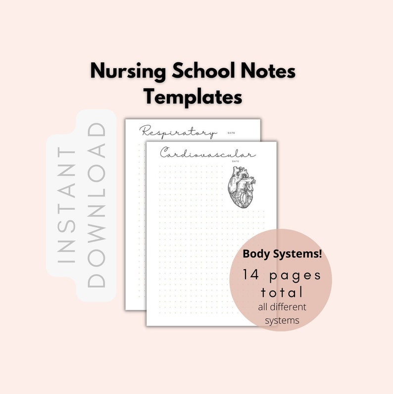 BUNDLE Nursing School Notes Study Templates Package 1, Body Systems