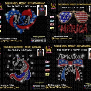 4. Juli Strass Vorlage Paket Sofort-Download,Patriotische Strass svg schnitt Datei, Coquette Bow, USA Strass svg,Unabhängigkeitstag