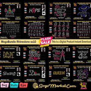 Bundle modello di strass Svg, strass ss10 in formato SVG, mega bundle di strass in formato SVG per Cricut, Silhouette, rhinestne religioso in formato SVG