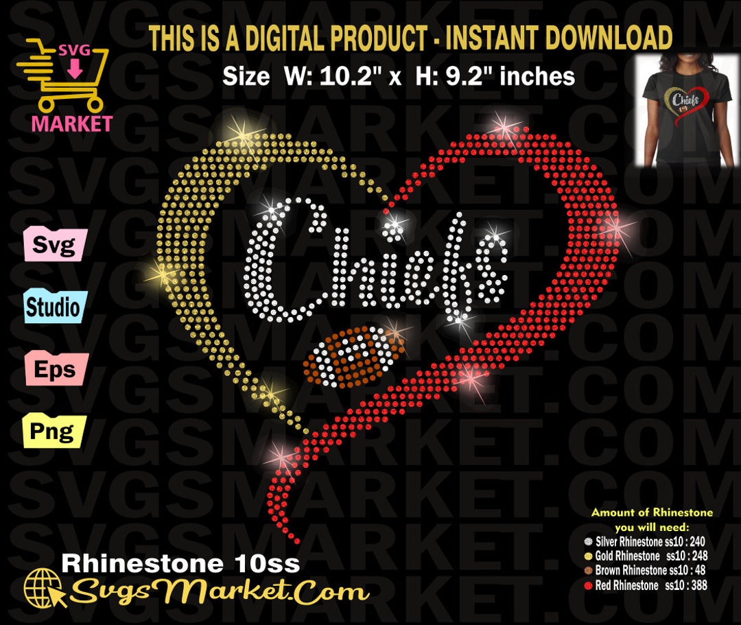 Chiefs Instant Download Rhinestone Template, Chiefs Football Team