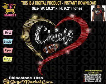 Chiefs Instant Download Rhinestone Template, Chiefs Football Team rhinestone Svg for Cricut, Cameo, Love chiefs  svg, Chiefs football fan