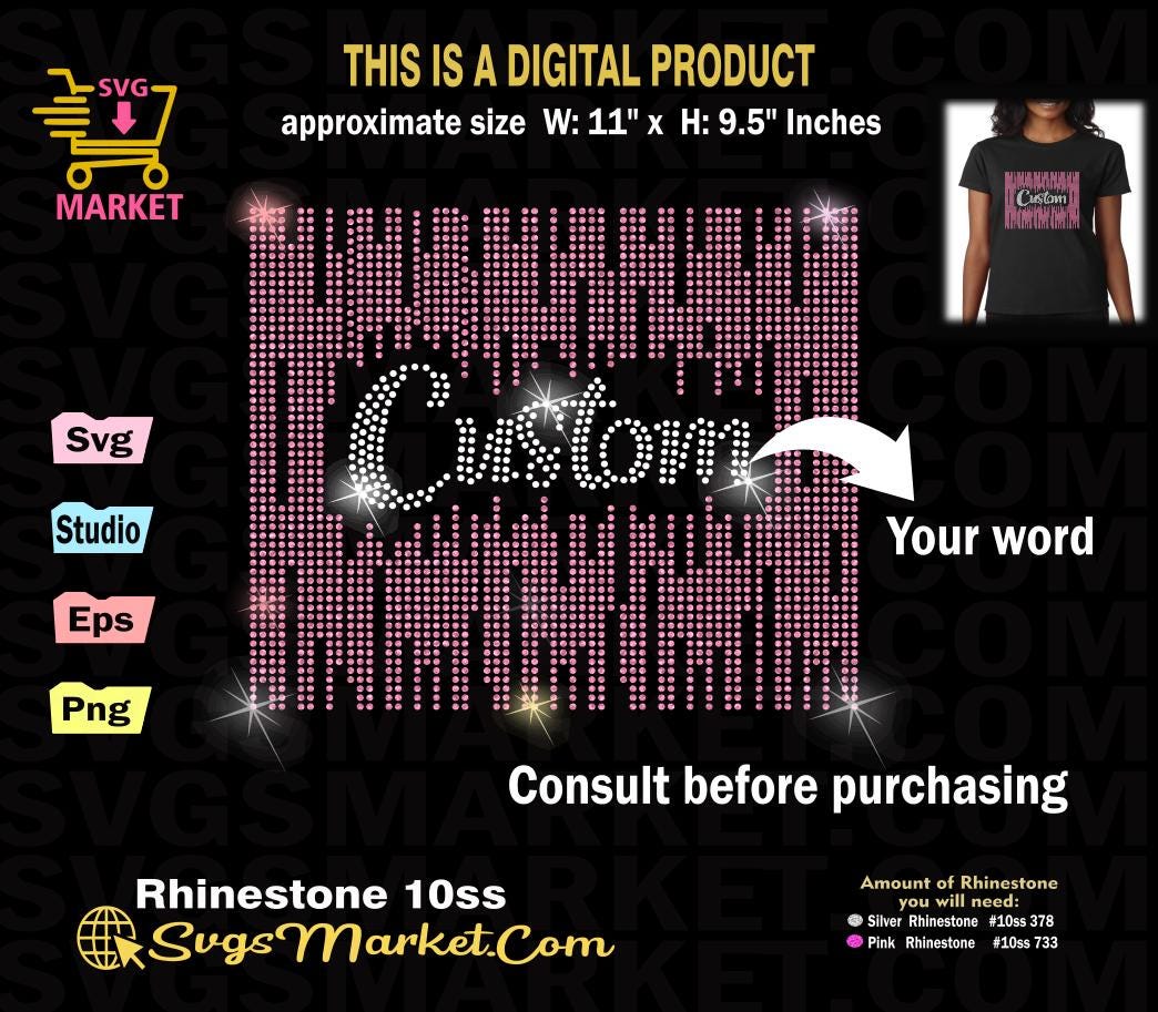 Custom Rhinestone Template,add Your Own Text to This Template