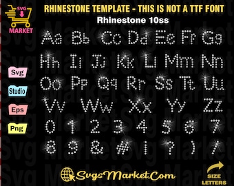 Rhinestone template svg Alphabet letters, font rhinestone svg for Cricut, Silhouette,Yid Rhinestone,Rhinestone template svg instant download