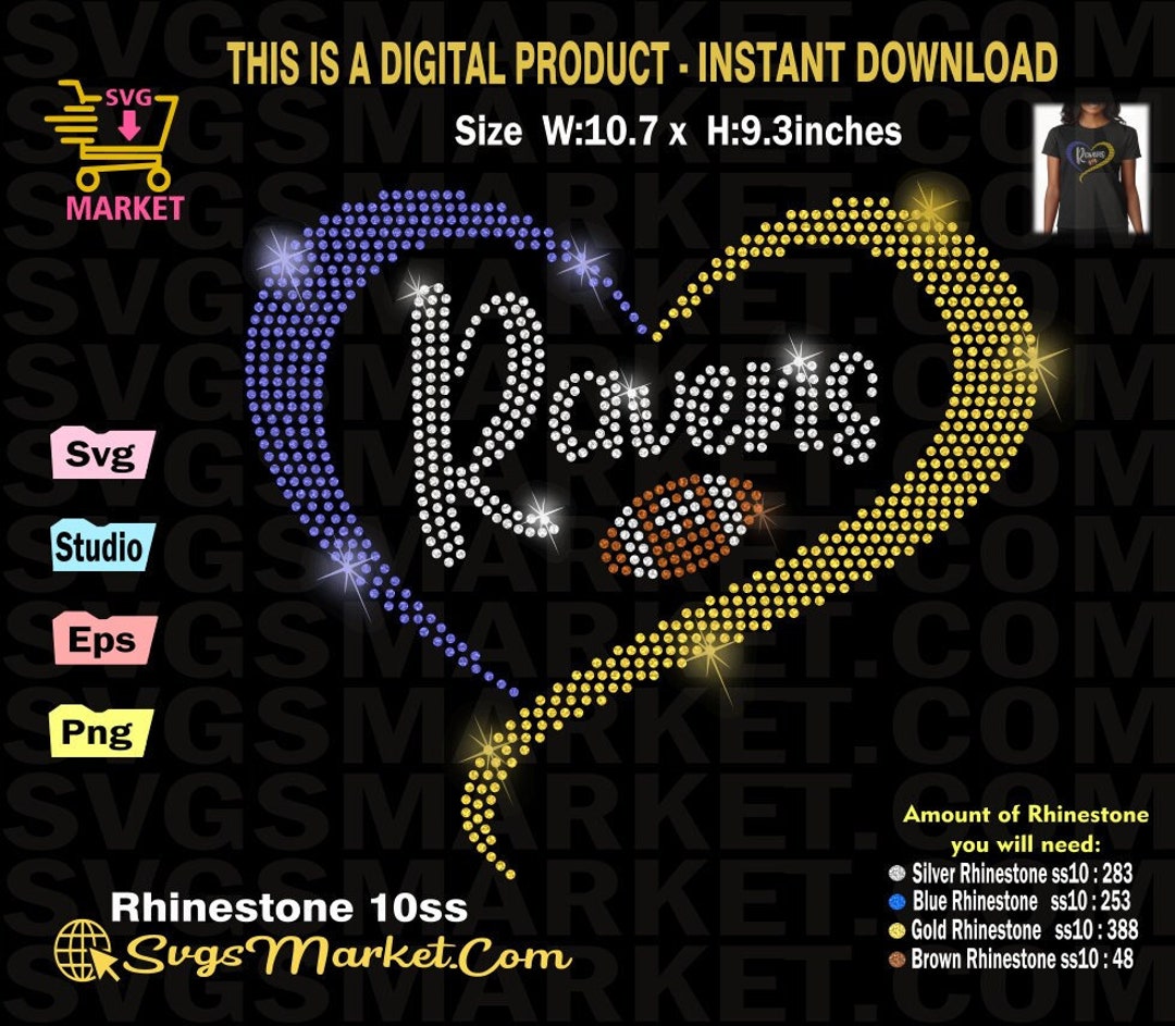 Instant Download Rhinestone Template Football, Ravens Rhinestone Svg ...