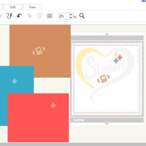 May include: A screen shot of a design software program showing a variety of designs for a t-shirt. The designs include a football, a heart with the word "Steelers" inside, and a heart with the word "Steelers" in a script font. The designs are in different colors, including red, blue, yellow, and gray.