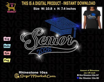 Senior 2026 Rhinestone template Svg for Cricut, Cameo, Graduate 2026 rhinestone svg, Graduation Cap Rhinestone Download, class of 2026 SVG