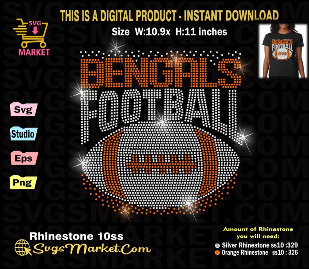 Bengals Instant Download Rhinestone Template Football, Bengals ...