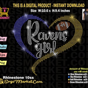 Ravens Svg Download instantâneo de modelo de strass Futebol, Ravens Girl strass svg para Cricut,Cameo,Yid Transferência de fãs de futebol de strass