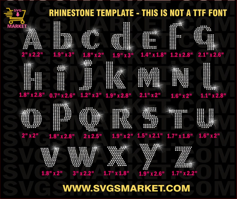Instant Download Letters Rhinestone Template Svg, Font Rhinestone Svg ...