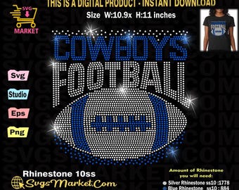 Football fan Cowboys rhinestone Template Svg, Eps,Studio, football Png,Holographic vinyl Cowboys, Cowboys Rhinestone Template svg for Cricut