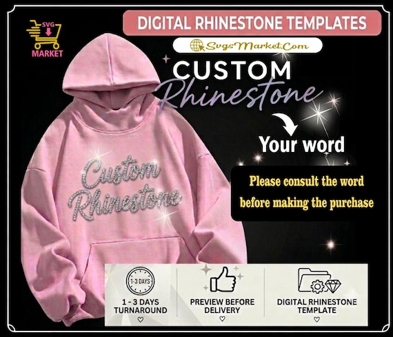 Custom Rhinestone Design Template, digital transfer template