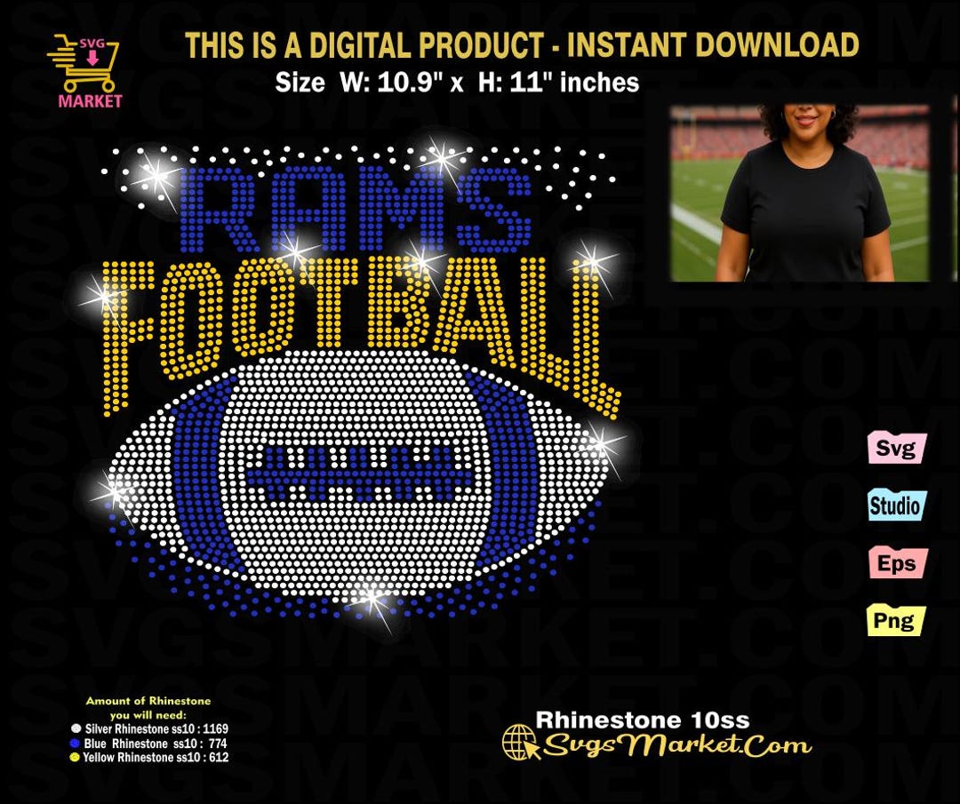 Football Fan Rhinestone Download, Rams Rhinestone for Cricut, Cameo ...