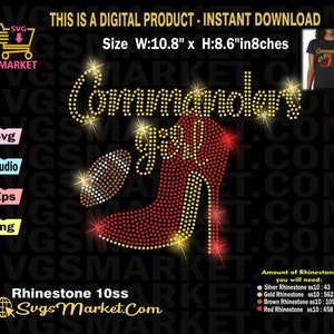 Instant Download Rhinestone Template Football Commanders svg, Commanders Girl heel rhinestone for Cricut, Cameo, Yid Rhinestone football fan