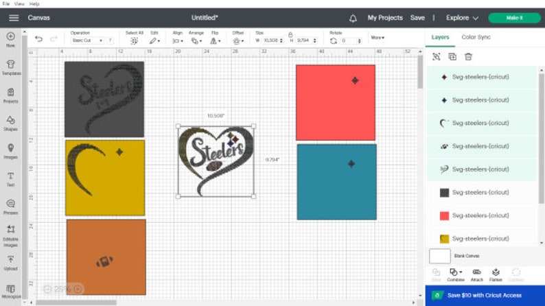 May include: A design for a Steelers logo with a heart shape, football, and the word "Steelers" in a stylized font. The design is shown in black, red, yellow, and orange on a grid background.