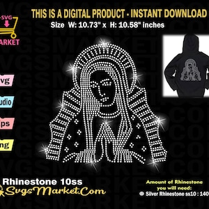 Plantilla de diamantes de imitación de la Madre de Dios Svg, Virgen de Guadalupe Svg de diamantes de imitación, Virgen María SVG de diamantes de imitación para Cricut, Virgen María SVG. png