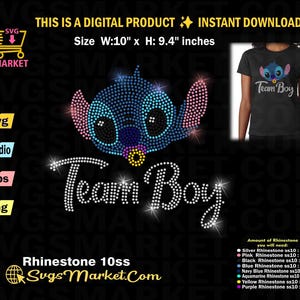 Modèle svg Team Boy strass, Ohana strass Svg pour, strass hawaïen svg, svg strass extraterrestre bleu téléchargement immédiat