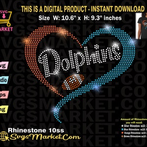 Delfine svg Sofortiger Download Strass Vorlage Fußball, Delfine Strass für Cricut, Liebe Delfine Fußball Strass SVG Easy Cut