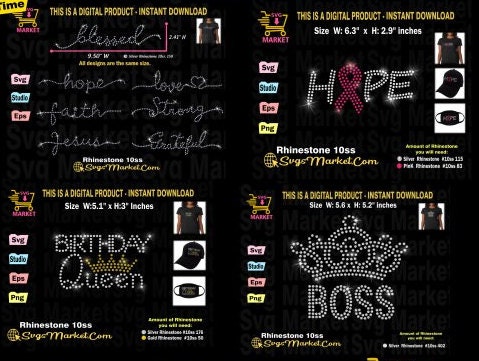 Aa Rhinestone Svg Mega Bundle Rhinestone Template Svg, Designs Pack Rhinestone Ss10 Svg ...