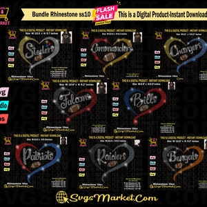 Bundle Rhinestone Template Svg, Football Teams Rhinestone Ss10 Svg ...