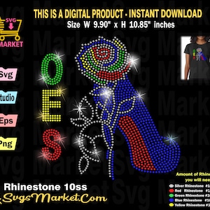 OES Rhinestone template Svg, Oes Rose heel rhinestone ss10 svg,Rhinestone Download for Cricut, Silhouette, ScanNcut,Yid Rhinestone