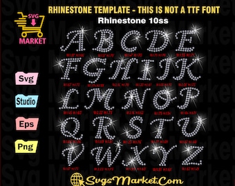 Rhinestone template svg cursive letters, font rhinestone svg for Cricut, Silhouette, Yid Rhinestone, rhinestone transfer template svg