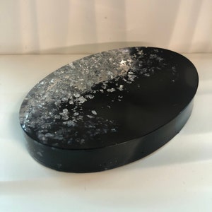 Black and Silver Resin Soap Dish Tray, Bar of Soap Holder, Bathroom Organization, Bar of Soap Tray, Glam Decor