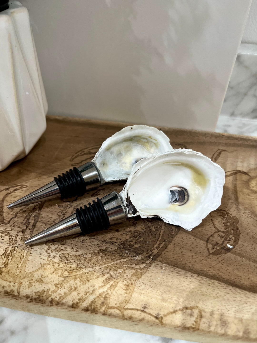 Oyster Shell Wine Bottle Stopper Costal Decor for Beach Etsy